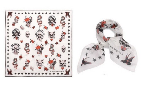 Alexander McQueen 2015 夏季 Skull Tattoo 元素丝巾系列